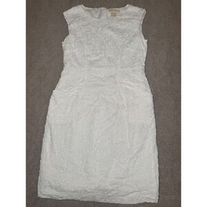 Michael Kors White Swirl Embroidery 100% Cotton Empire Waist Sleeveless Dress 4P